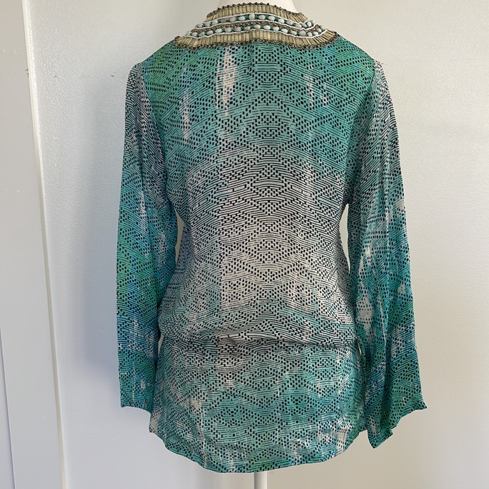 TAJ by Sabrina Crippa silk beaded tunic top - Picture 6 of 7